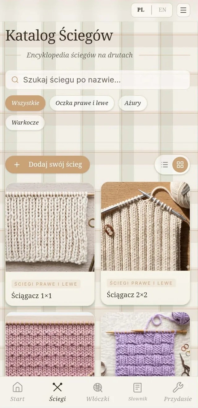 Katalog Ściegów w aplikacji Wooly